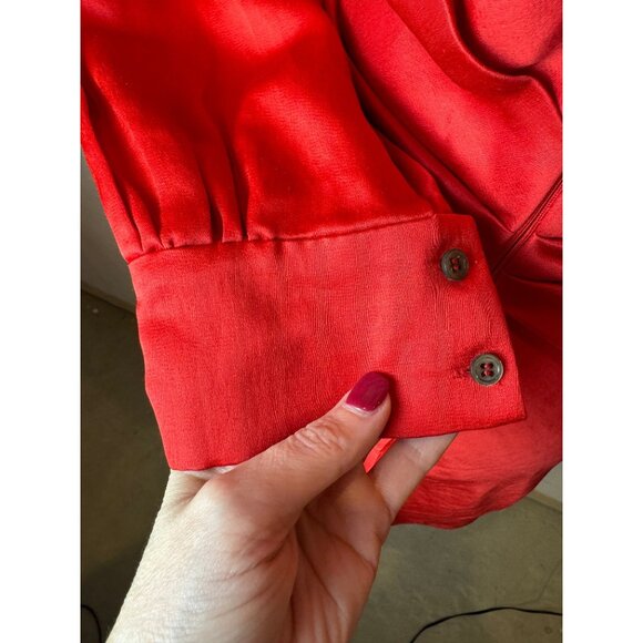 Isabel Marant Dress Women XS‎ Red Satin Long Split Sleeve Fit And Flare Mini - Picture 8 of 12